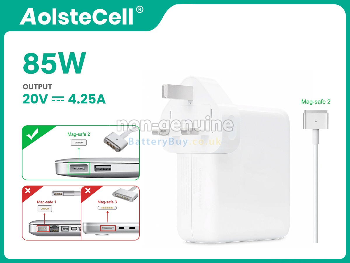 replacement adapter for Apple 85W 20V-4.25A MAGSAFE 2