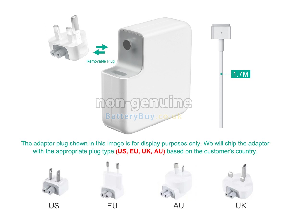 replacement adapter for Apple 85W 20V-4.25A MAGSAFE 2