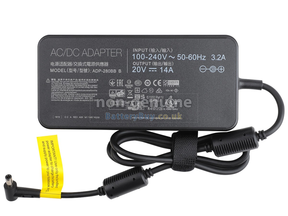 replacement adapter for Asus 20V 14A 280W 6.0*3.7MM