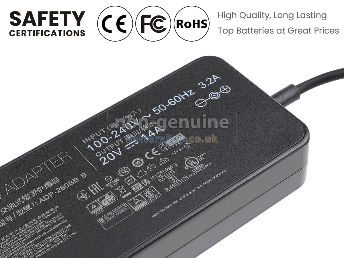 replacement adapter for Asus 20V 14A 280W 6.0*3.7MM