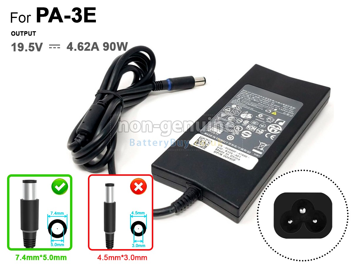 replacement adapter for Dell 90W 19.5V-4.62A BLACK