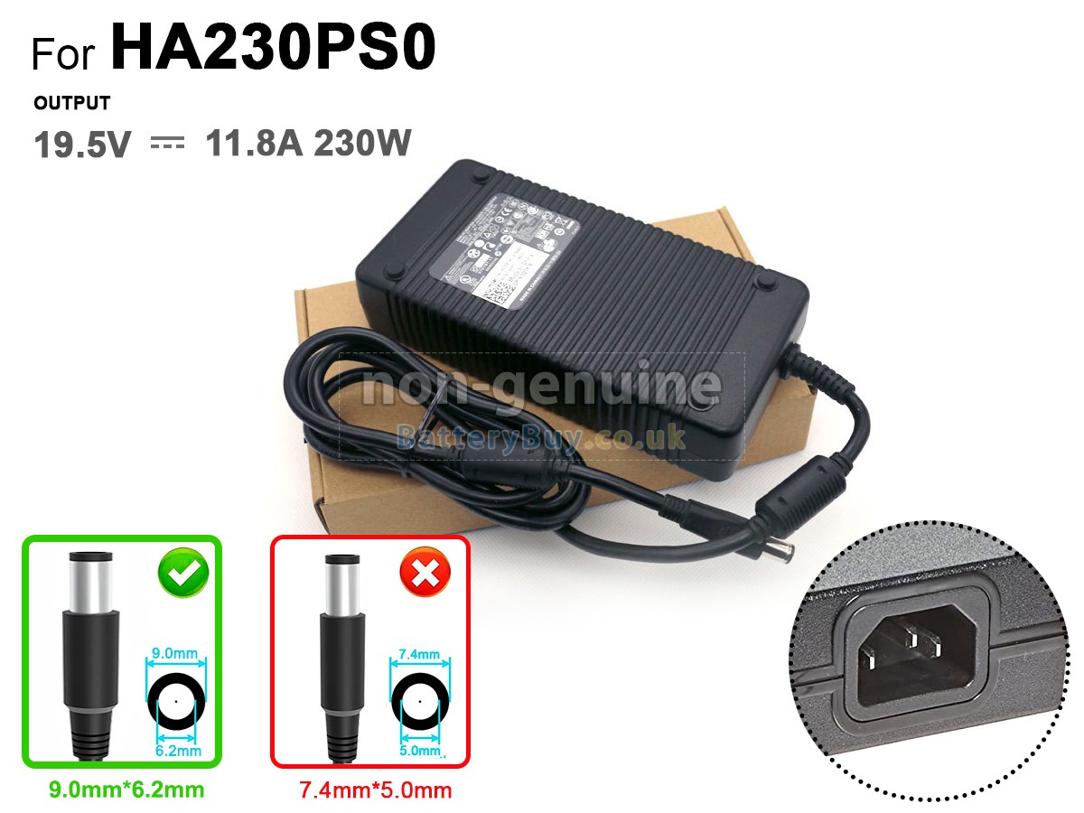 replacement adapter for Dell 230W 19.5V-11.8A 100-240V~3.2A 50/60HZ