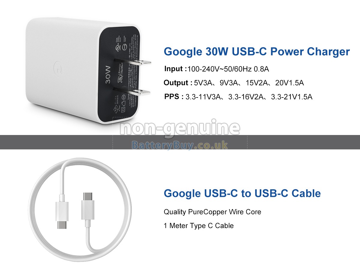 replacement adapter for Google 30W USB-C POWER CHARGER