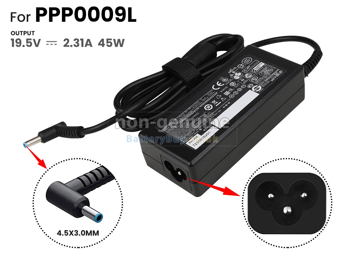 replacement adapter for HP 45W 19.5V-2.31A 100-240V~1.6A 50/60HZ