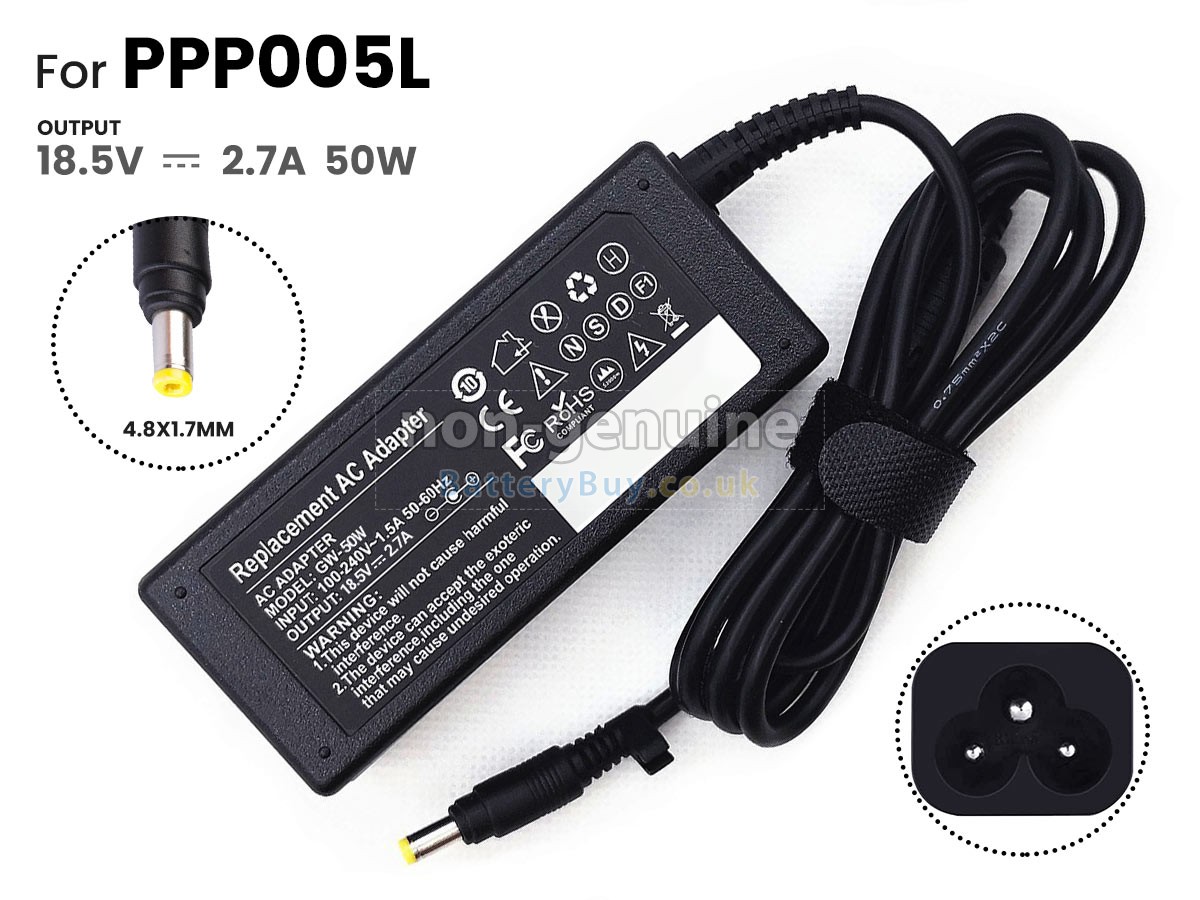 replacement adapter for HP 50W 18.5V-2.7A 100-240V~1.5A 50/60HZ