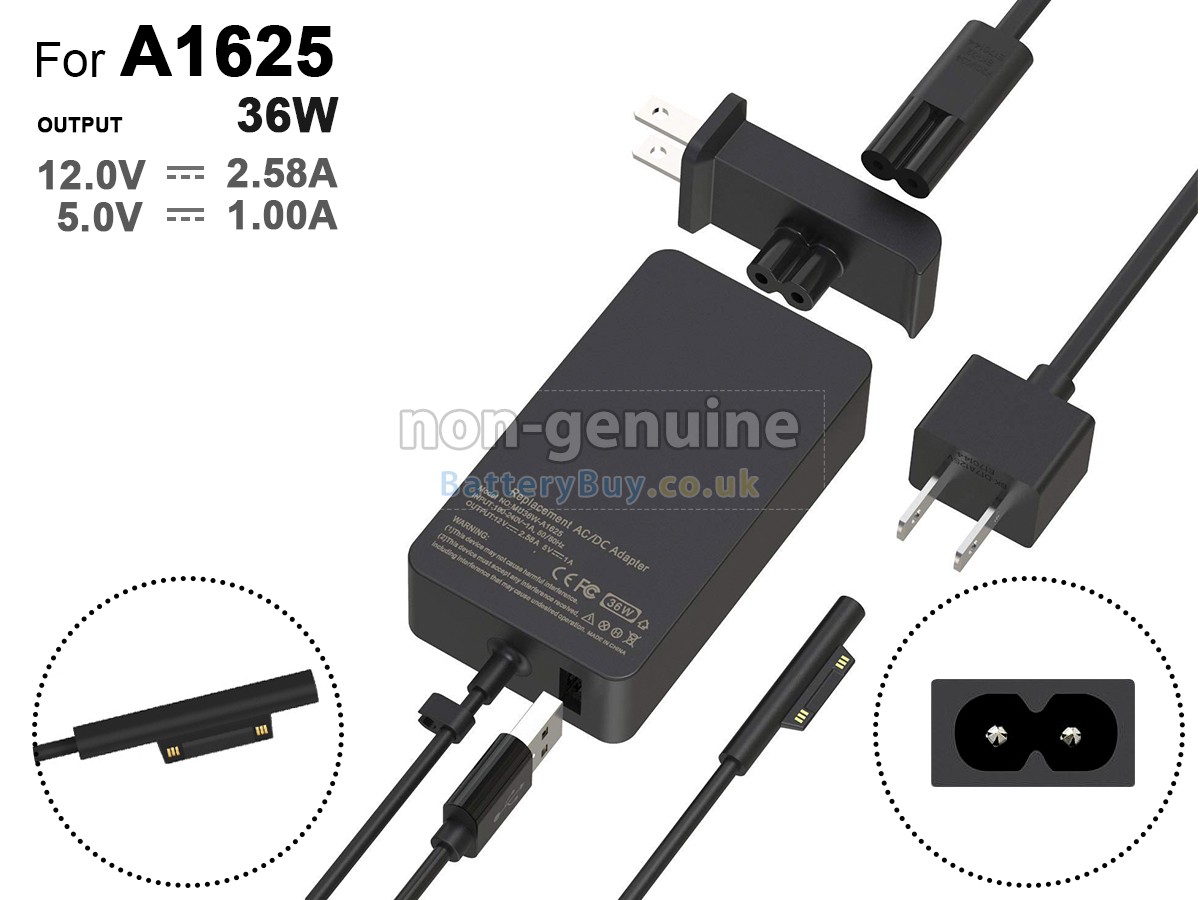 replacement adapter for Microsoft 36W 12V 2.58A