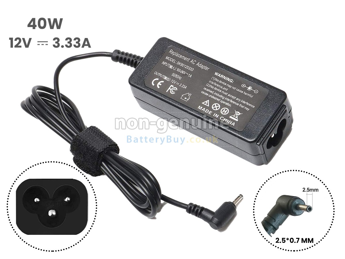 replacement adapter for Samsung 12V 3.33A 40W 2.5*0.7MM