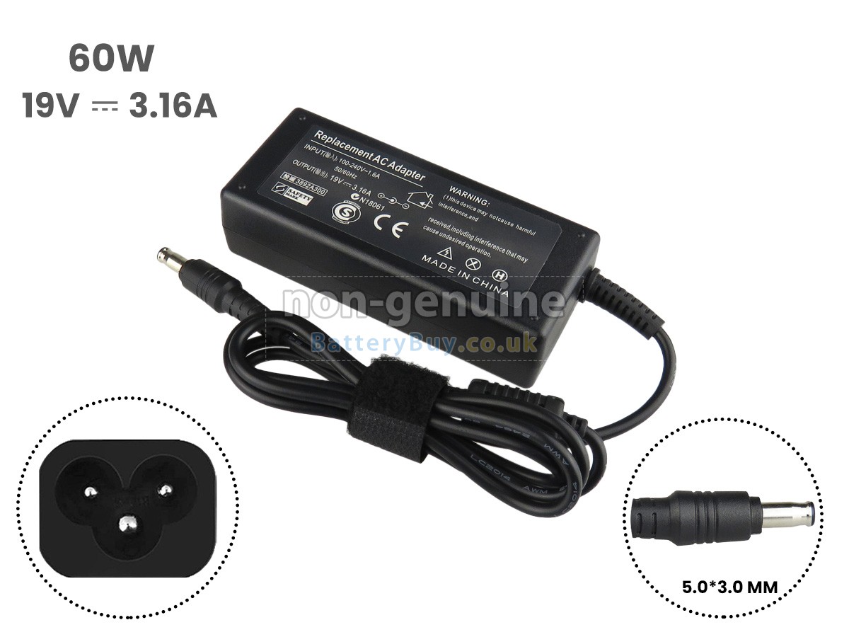 replacement adapter for Samsung 19V 3.16A 60W 5.5*3.0MM