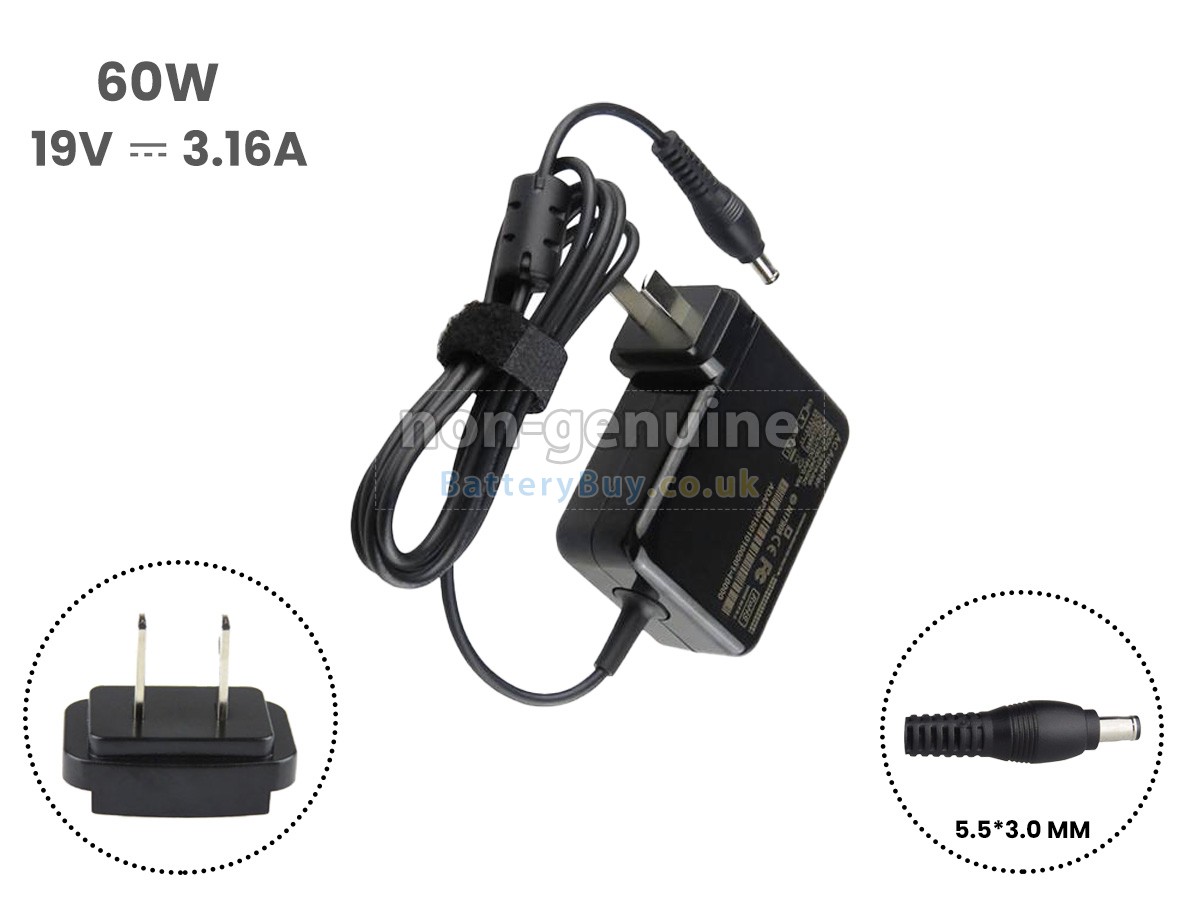 replacement adapter for Samsung 19V 3.16A 60W 5.5*3.0MM