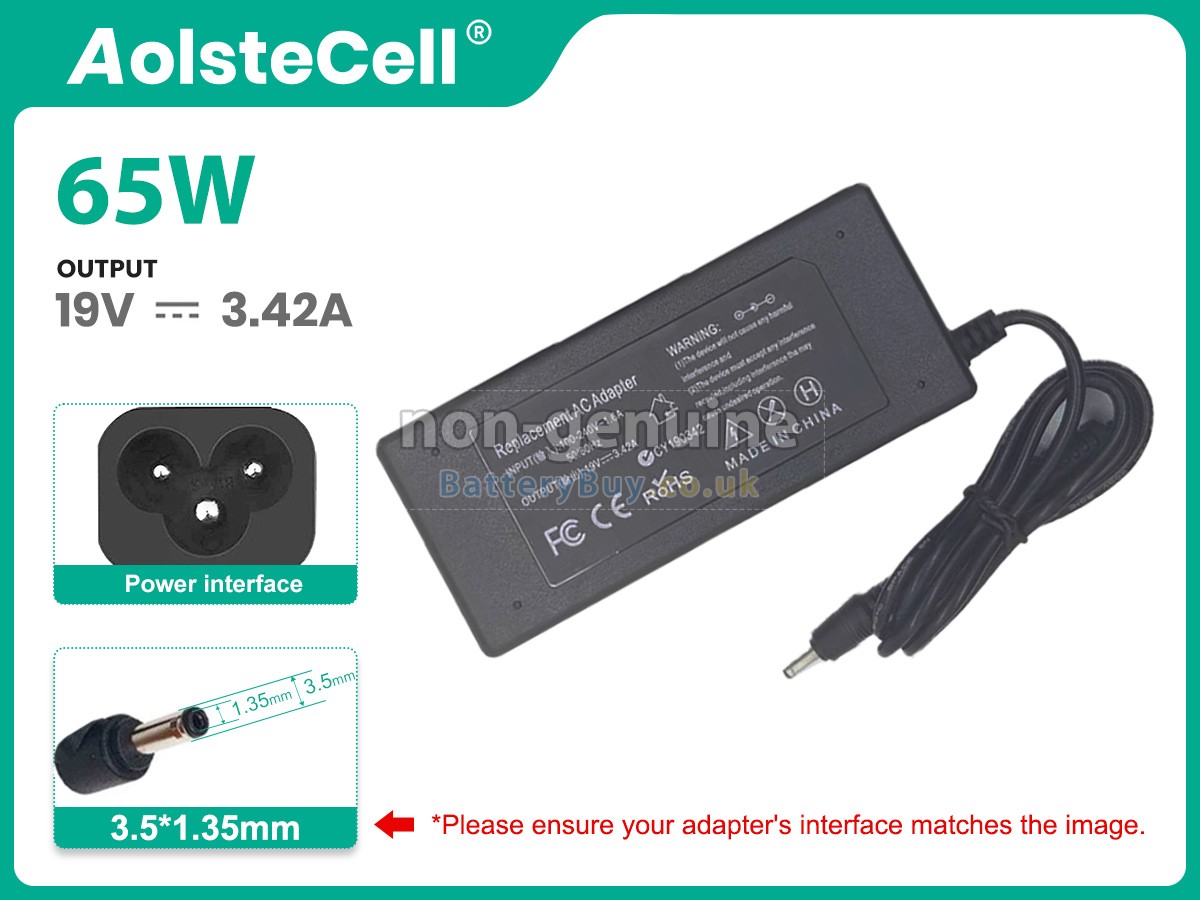 replacement adapter for Toshiba 19V 3.42A 65W 3.5*1.35MM