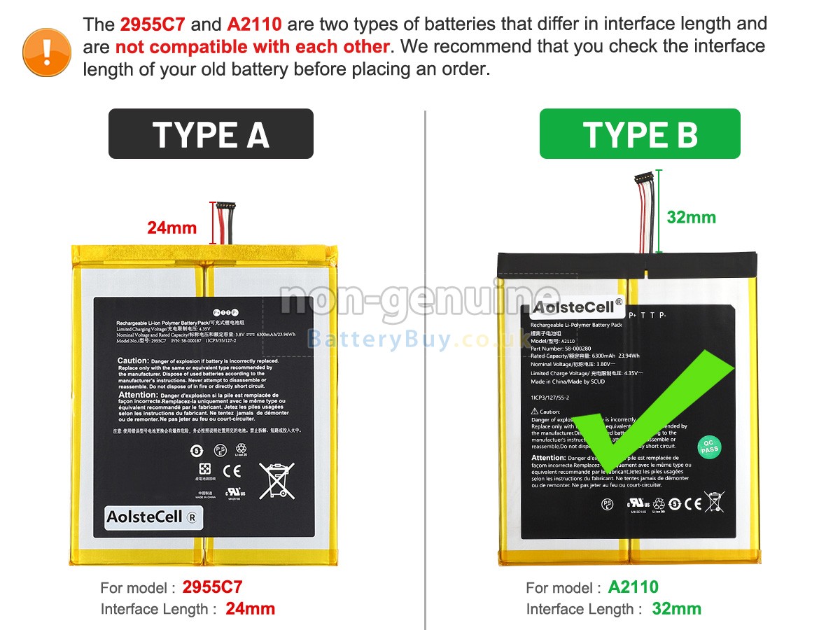 replacement battery for Amazon 2955C7