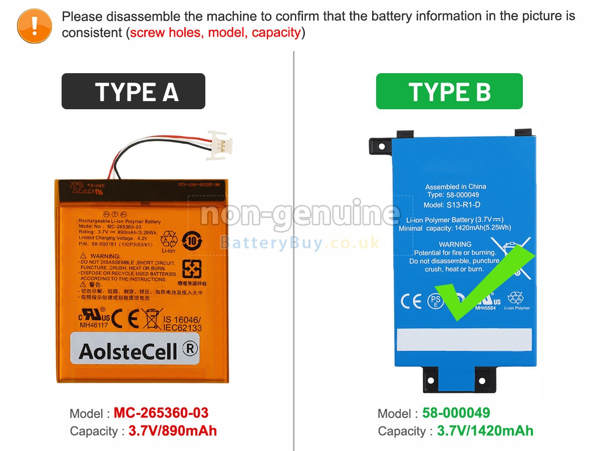 replacement battery for Amazon KINDLE 7 WP63GW