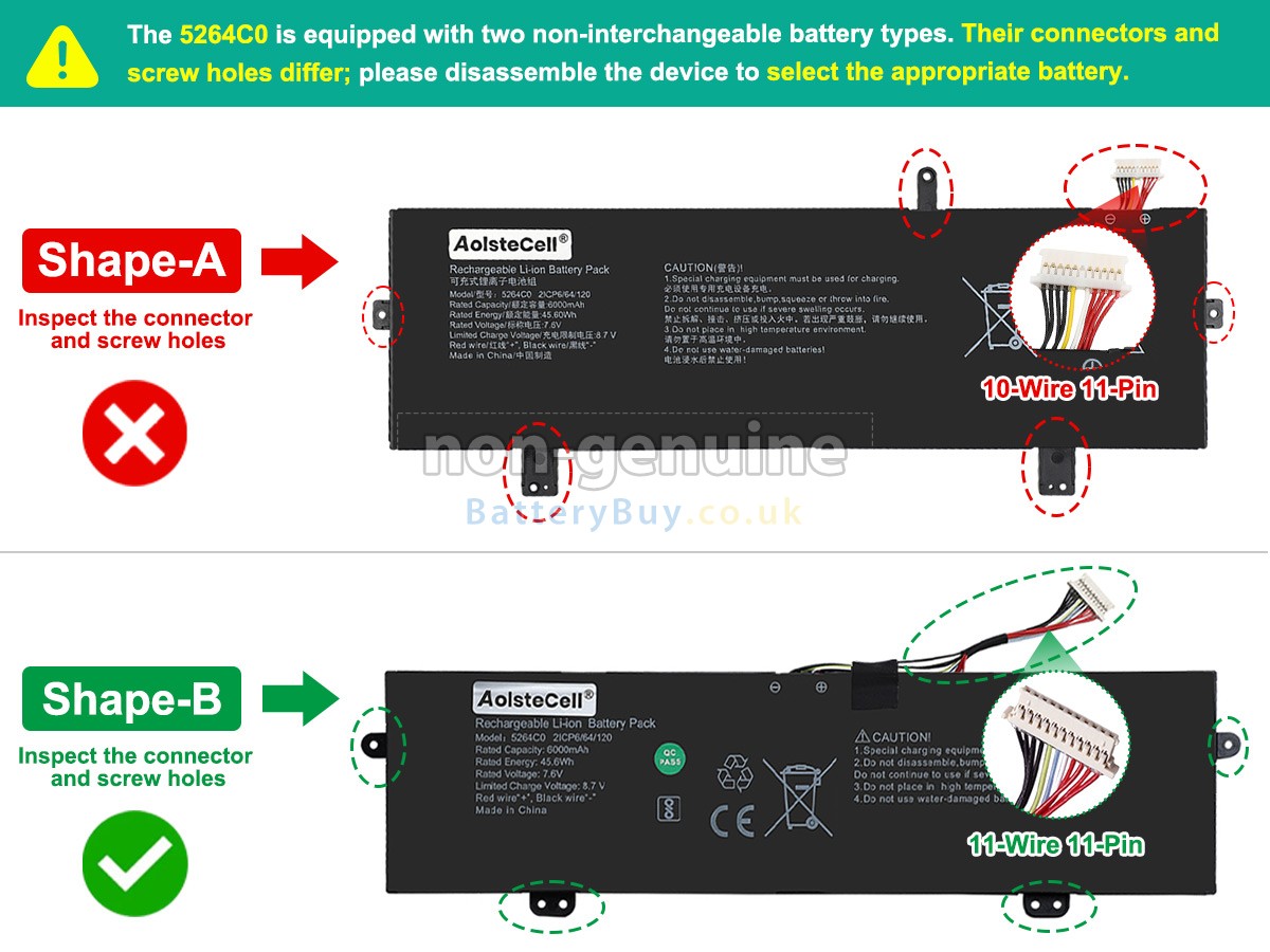 replacement battery for AolsteCell 5264C0