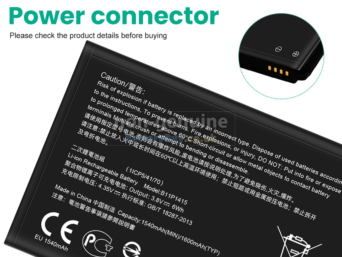 Replacement Battery for Asus B11P1415