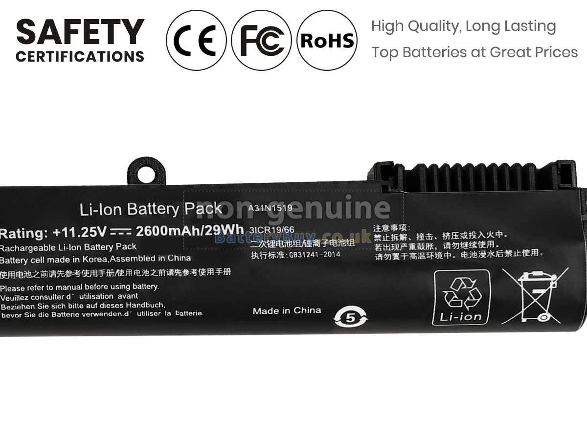 replacement battery for Asus VivoBook F540SA