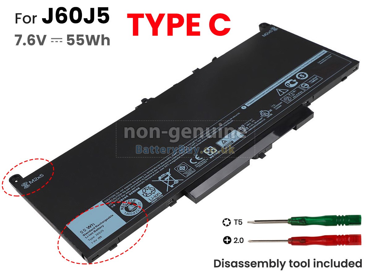 thumbnail image 2 of J60J5 55Wh Replacement Battery For Dell Latitude E7270 E7470 – 7.6V Li-Ion MC34Y 242WD 1w2y2 2 of 6
