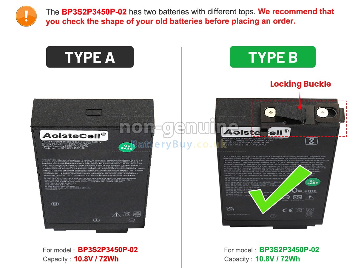 replacement battery for Getac BP3S2P3450P-02