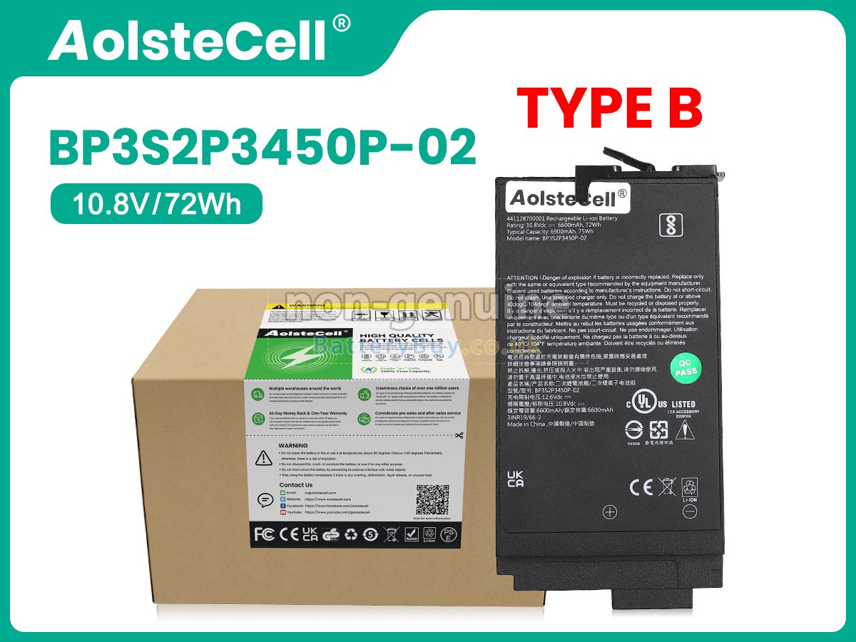 replacement battery for Getac BP3S2P3450P-02