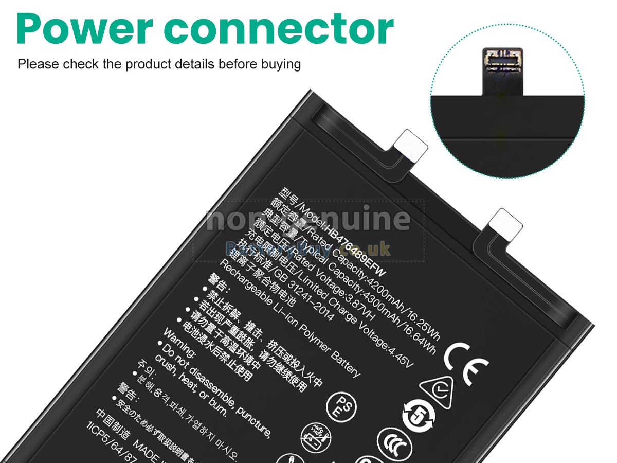 replacement battery for Honor HB476489EFW