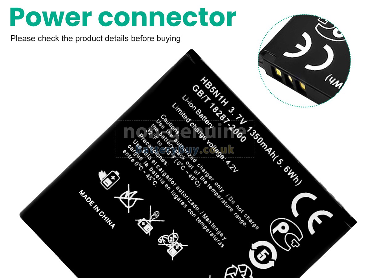replacement battery for Huawei HB5N1H