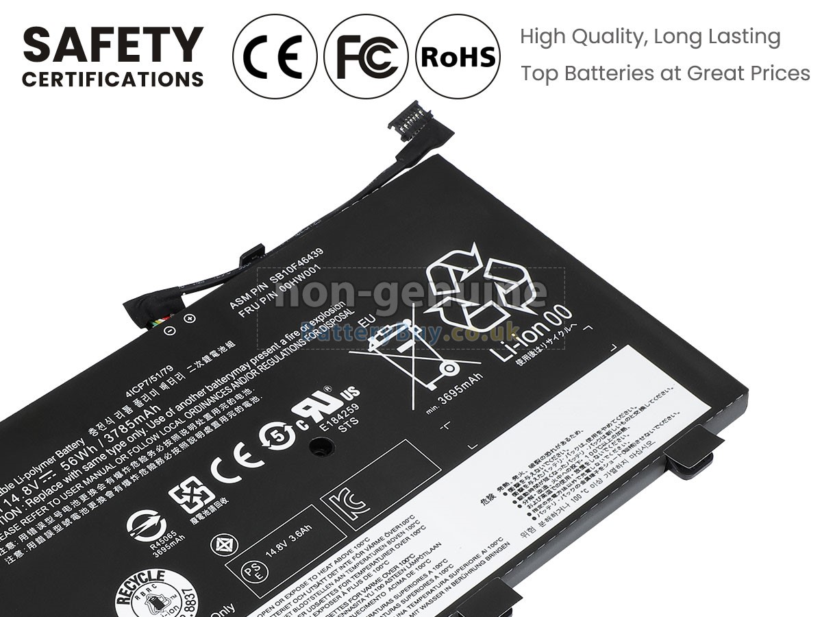 replacement battery for Lenovo 00HW001