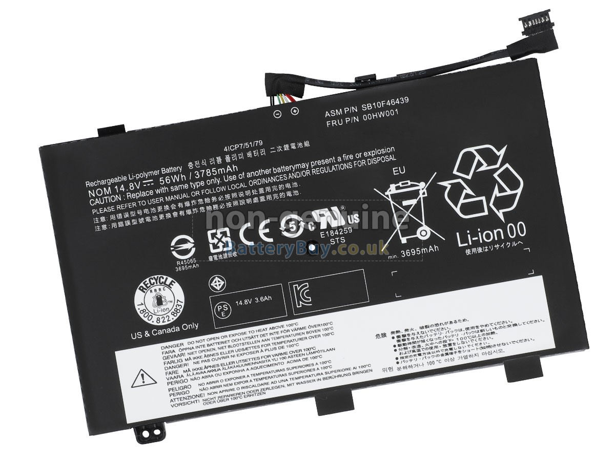replacement battery for Lenovo 00HW001