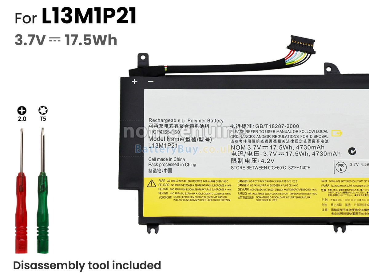 replacement battery for Lenovo L13L1P21