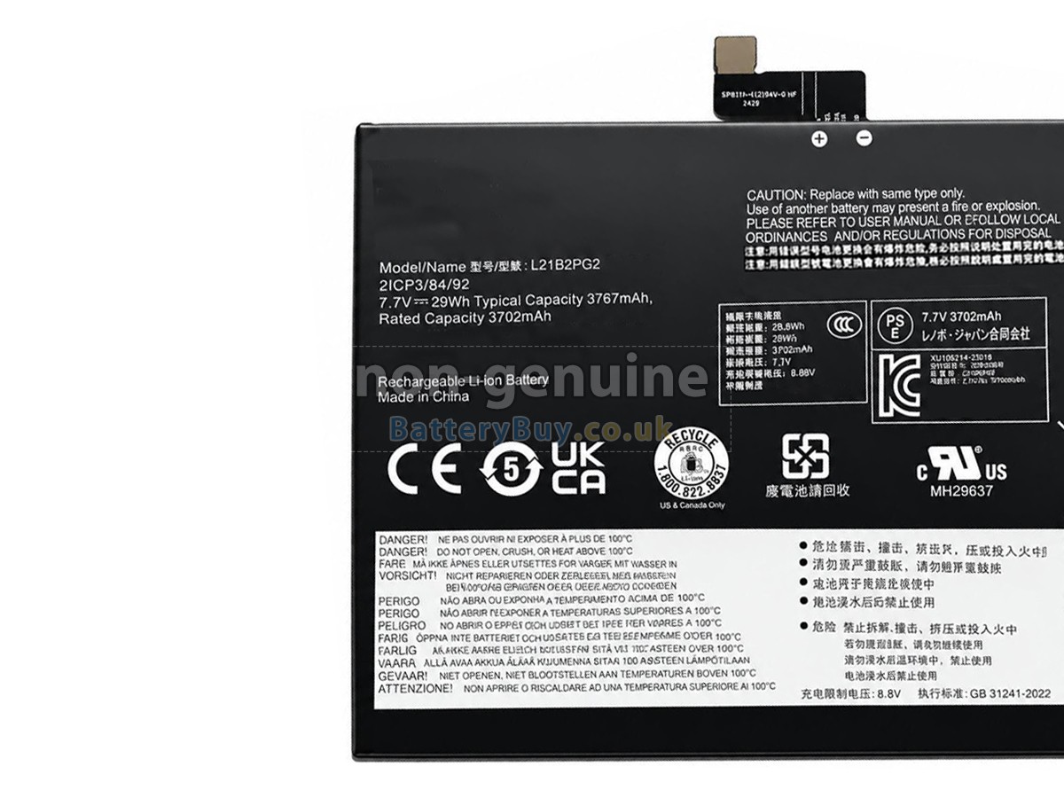 Replacement Battery for Lenovo IP DUET 3 CHROME 11Q727-82T60003FR