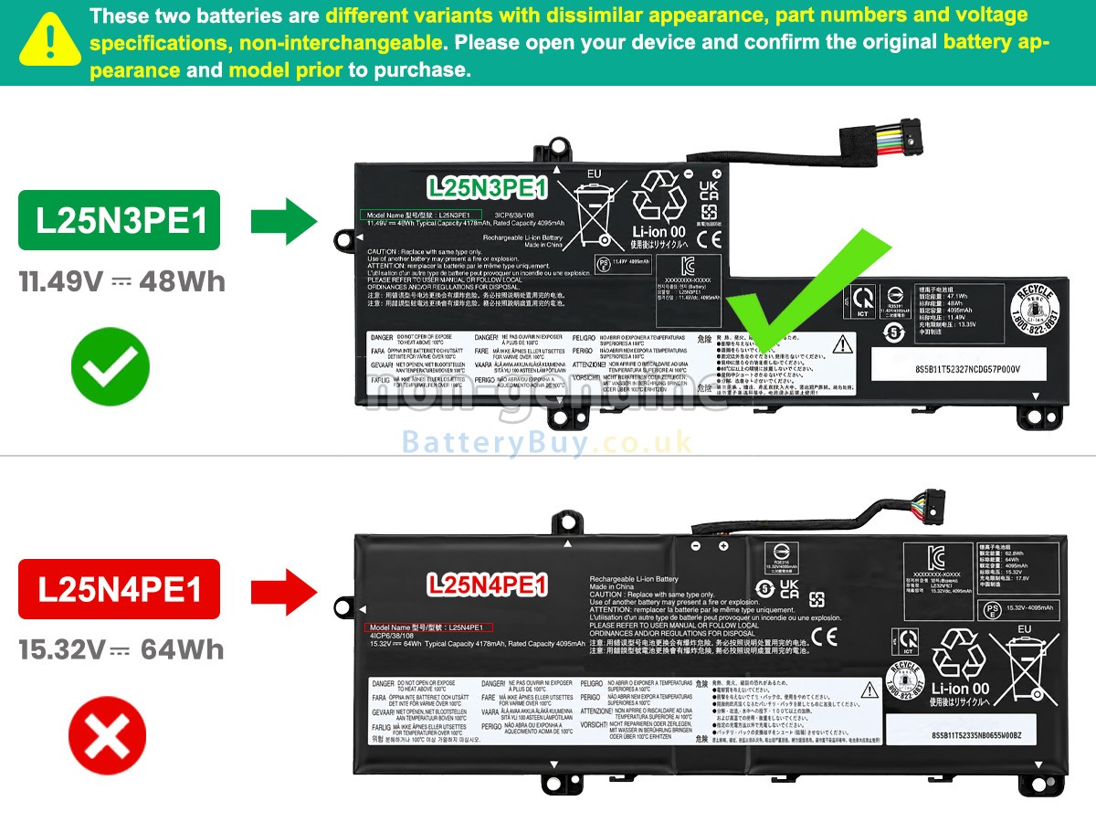 Replacement Battery for Lenovo L25X3PE1