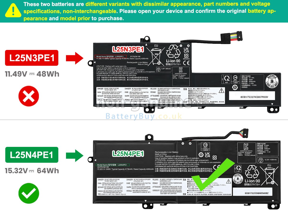 Replacement Battery for Lenovo L25X3PE1