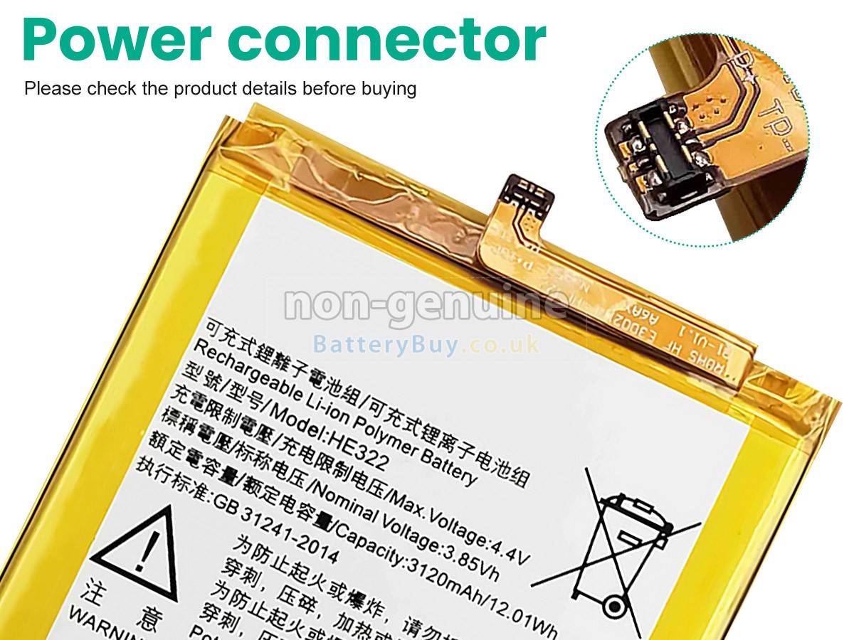 replacement battery for Nokia HE322