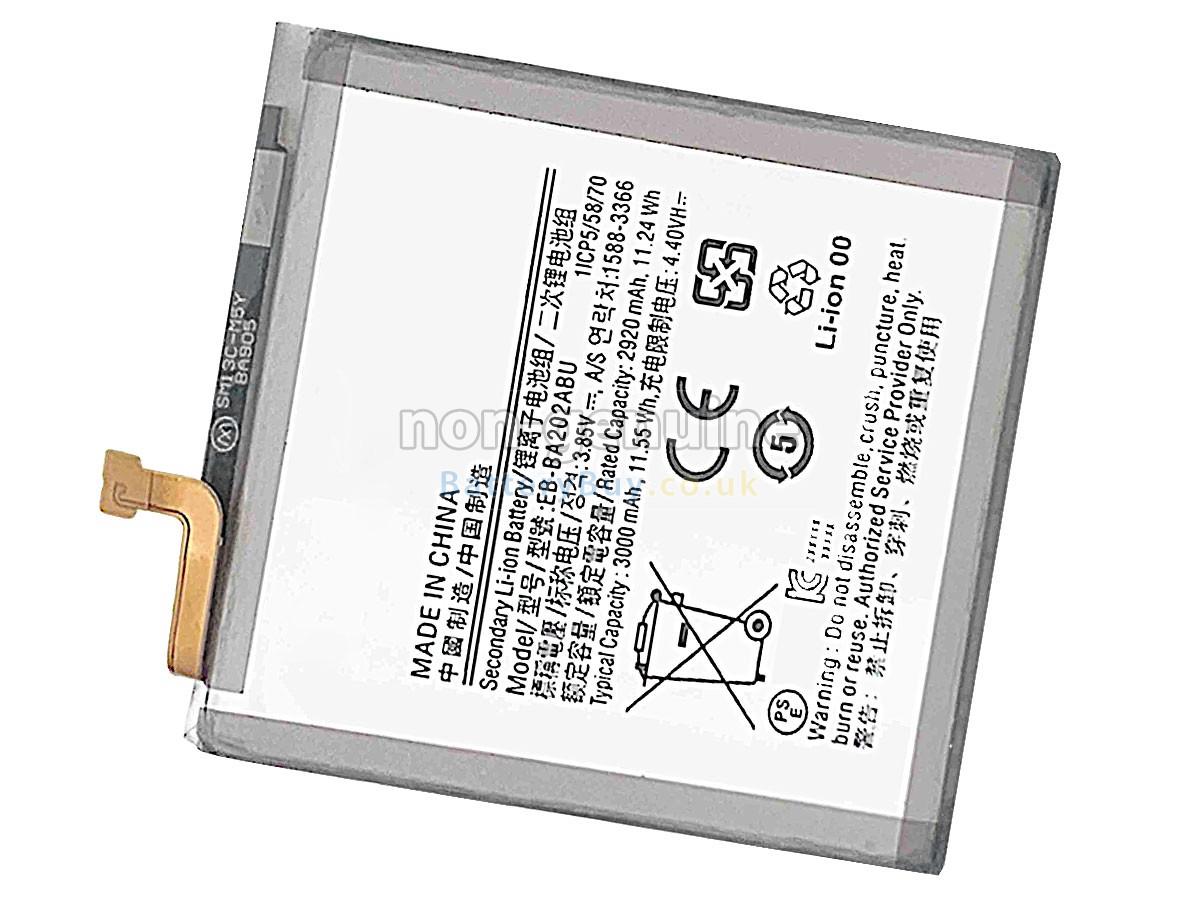 replacement battery for Samsung EB-BA202ABU