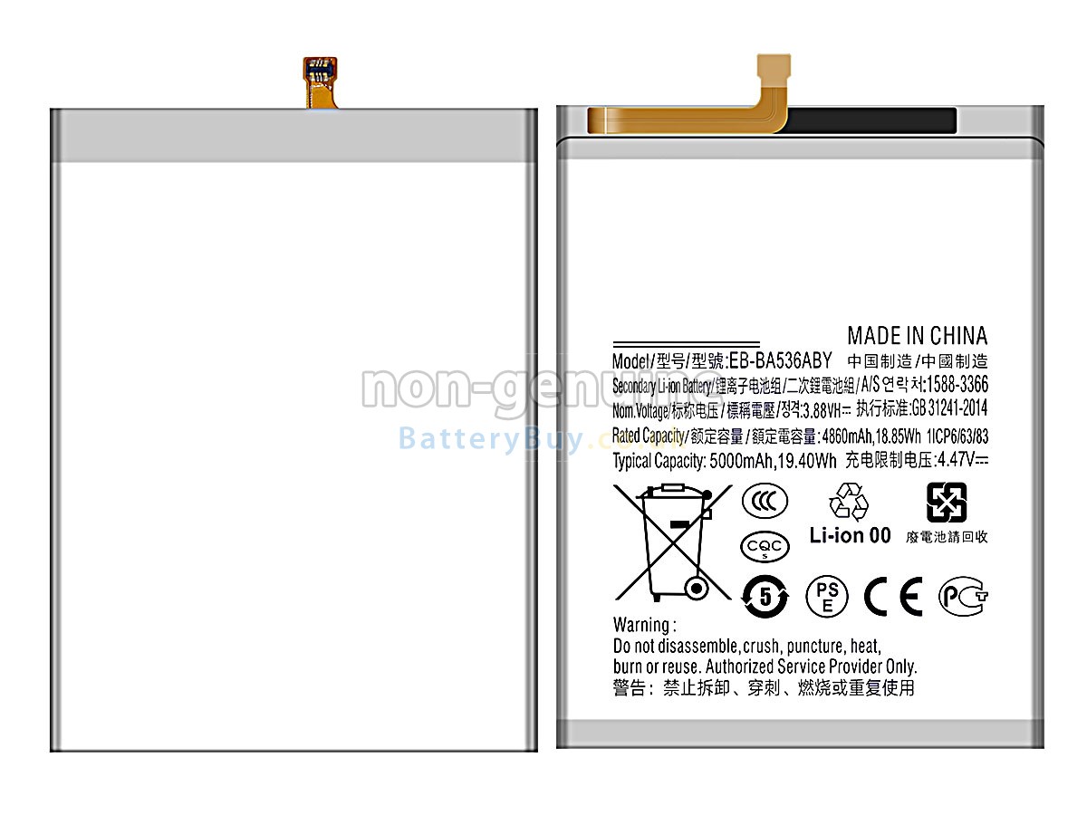 replacement battery for Samsung EB-BA536ABY