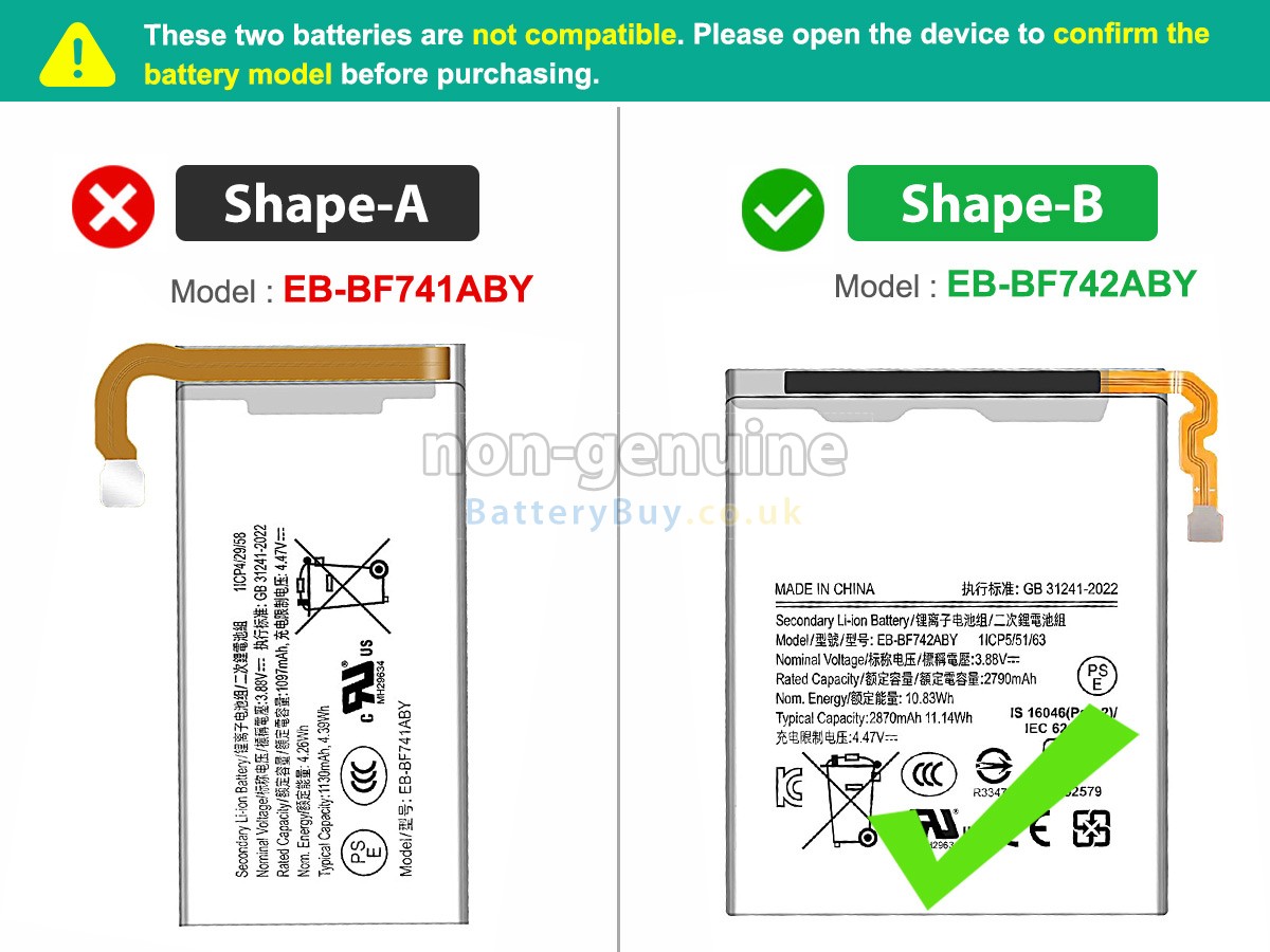 replacement battery for Samsung Z FLIP 6