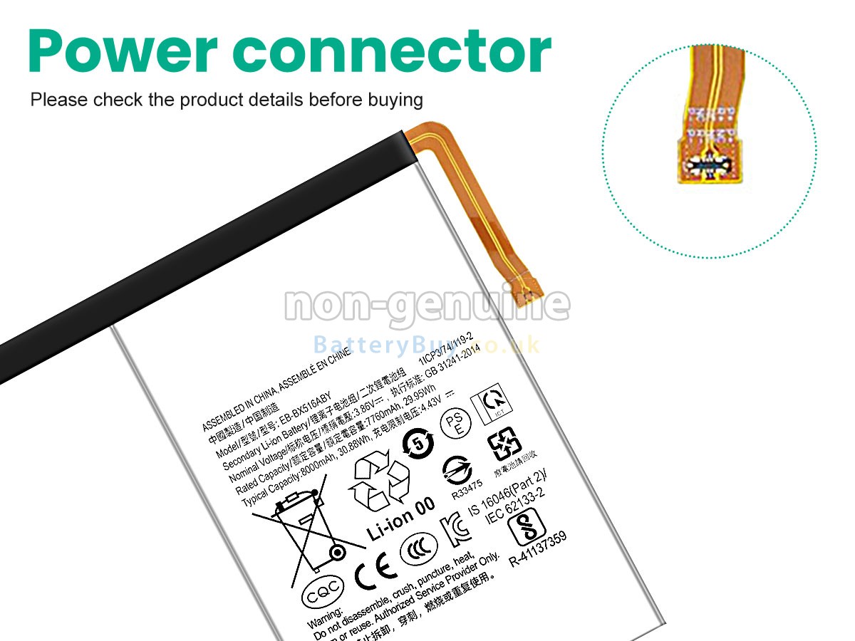 replacement battery for Samsung EB-BX516ABY