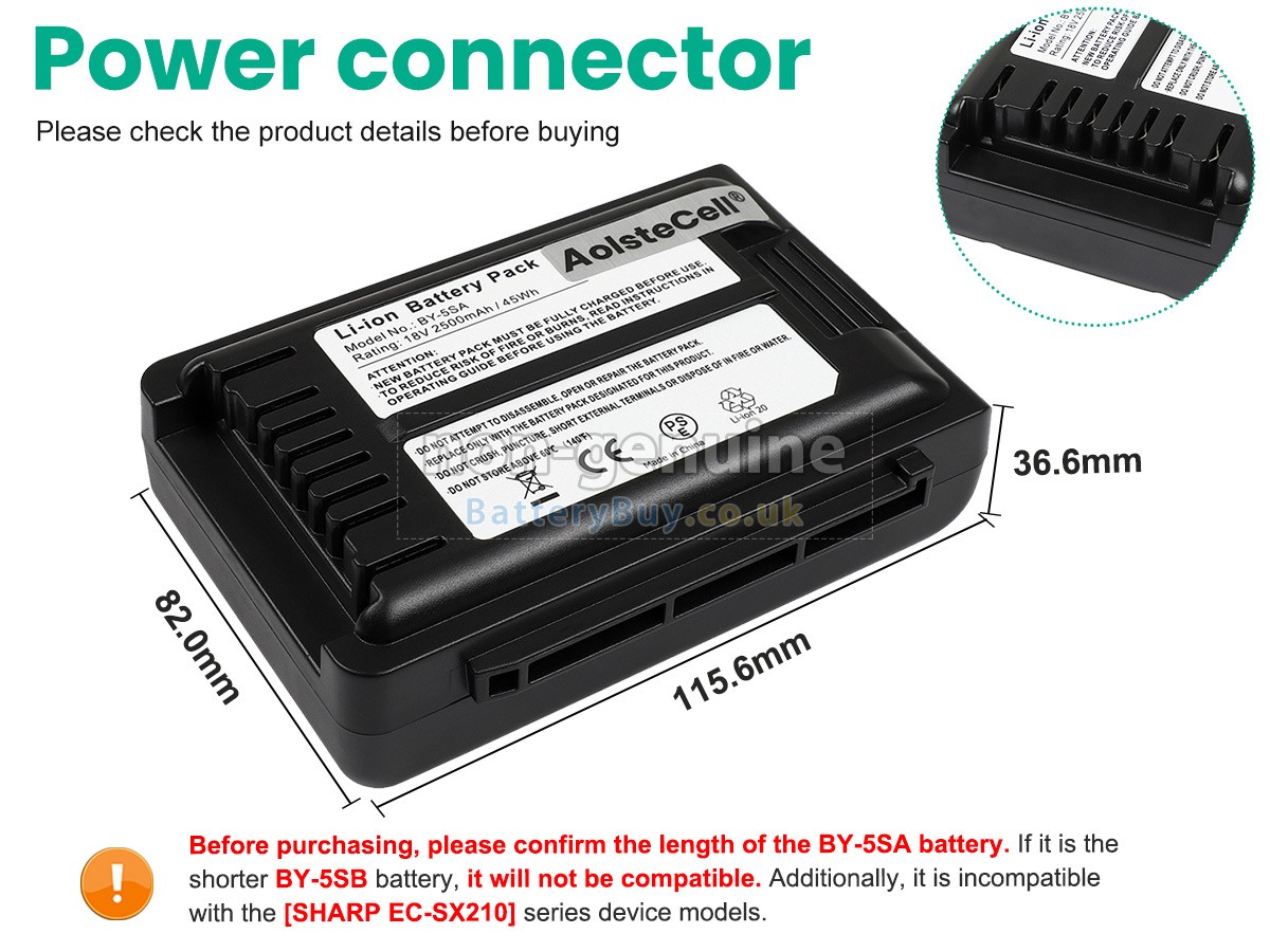 replacement battery for Sharp EC-SX520-Y