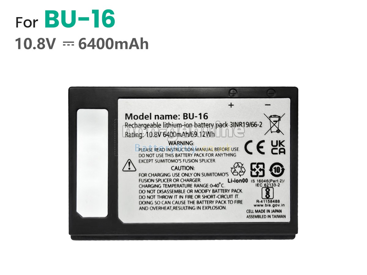 replacement battery for Sumitomo BU-16