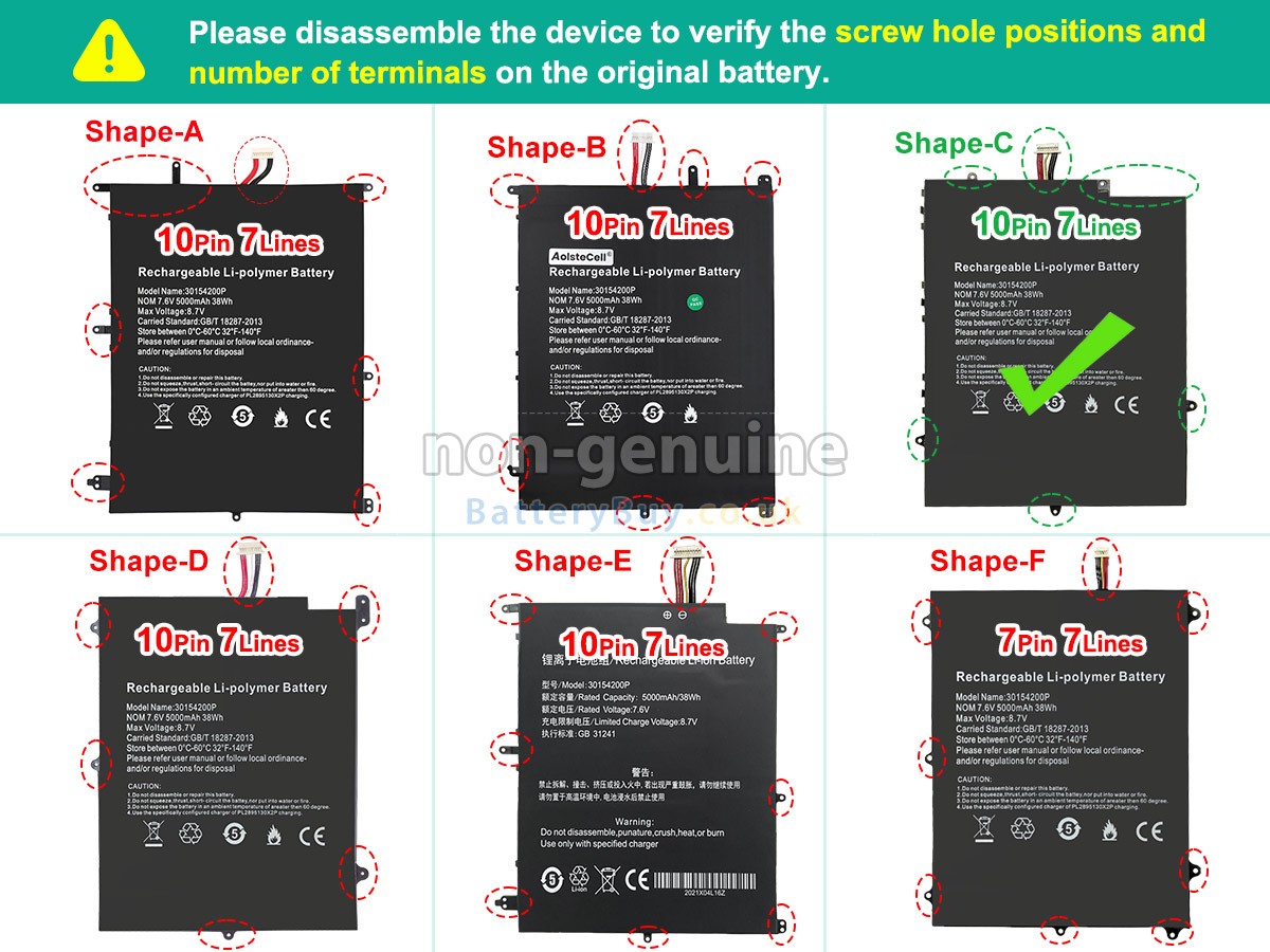 replacement battery for Teclast F7 PLUS