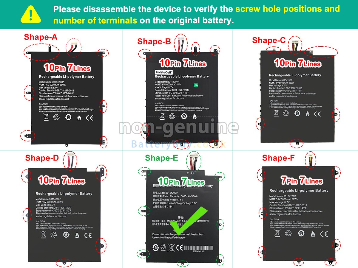 replacement battery for Teclast F7 PLUS