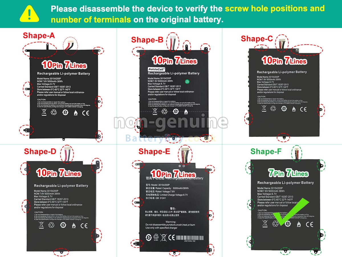 replacement battery for Teclast F7 PLUS