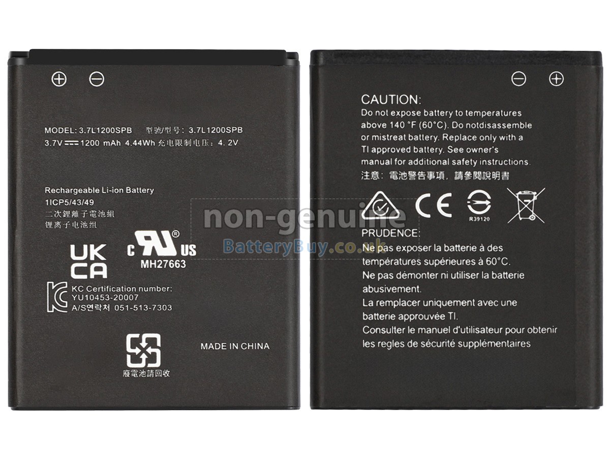 replacement battery for Texas Instruments 3.7L1200SP