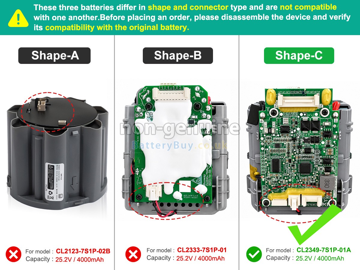 Replacement Battery for Tineco FW28030ECN