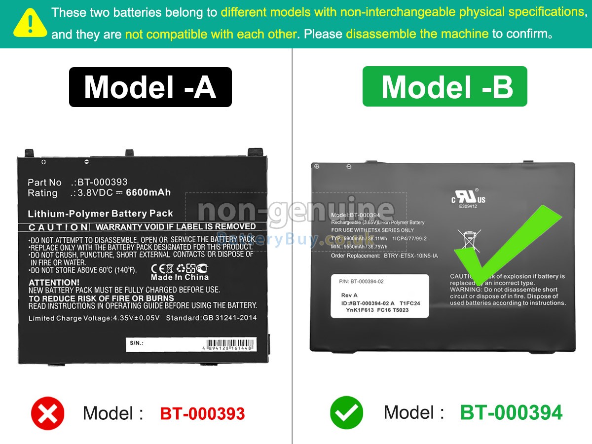 replacement battery for Zebra ET5X