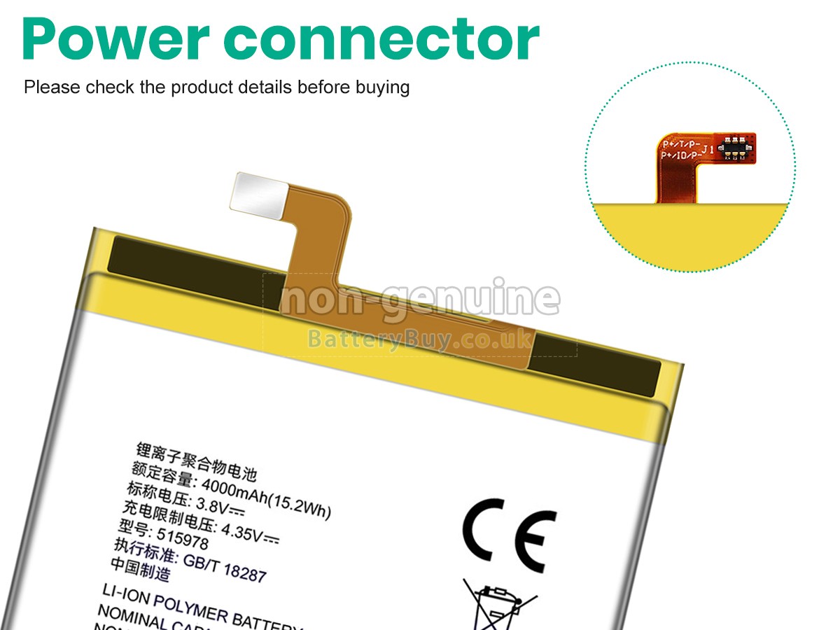 replacement battery for ZTE 515978